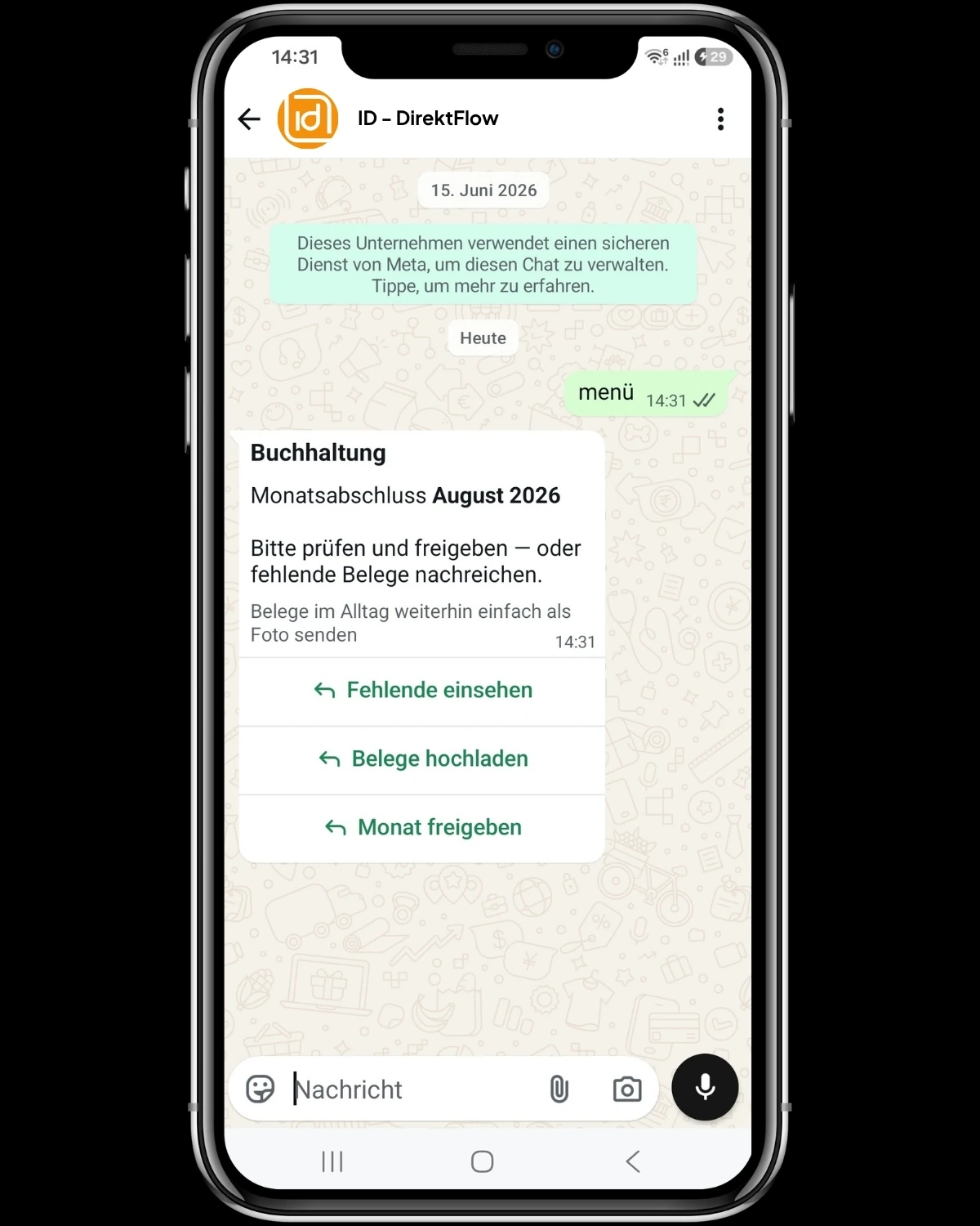 WhatsApp: Monatsabschluss prüfen und freigeben