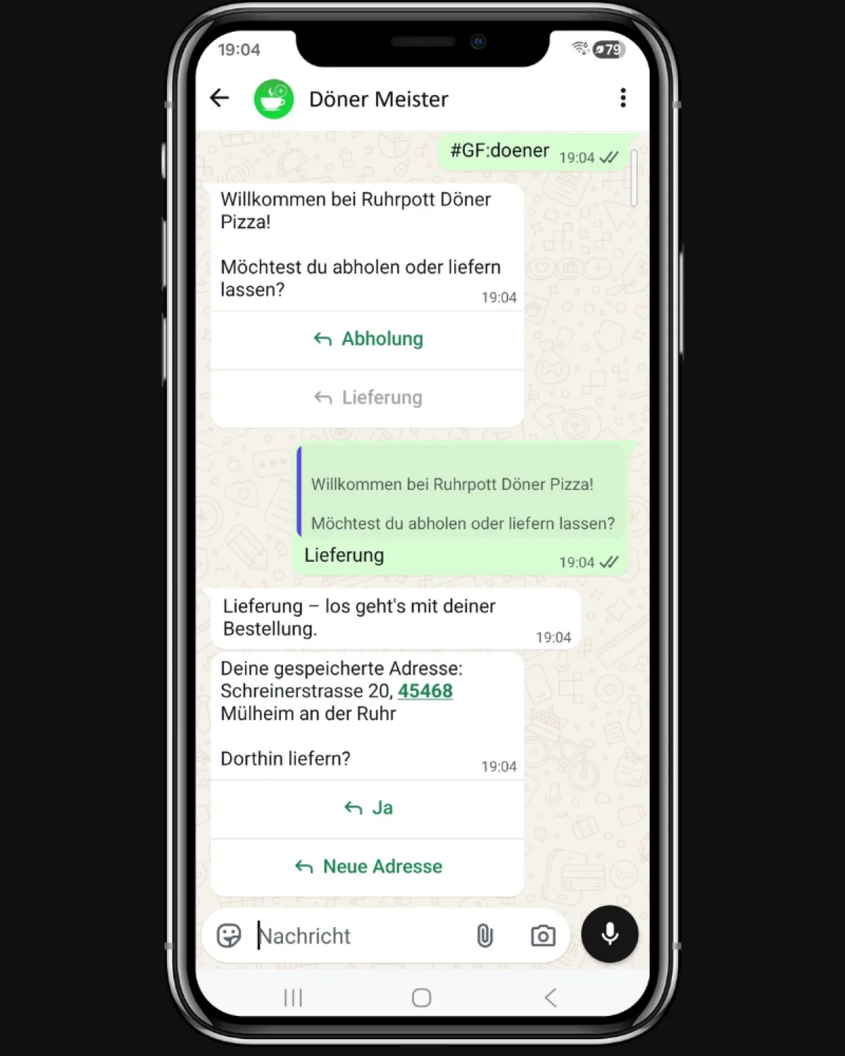 WhatsApp: gespeicherte Adresse bestätigen oder neue Adresse