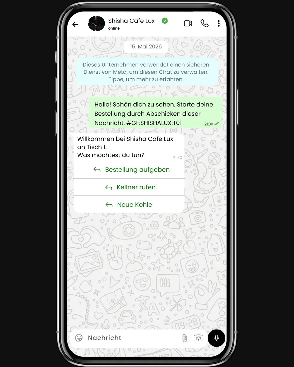 WhatsApp-Chat mit Service-Optionen