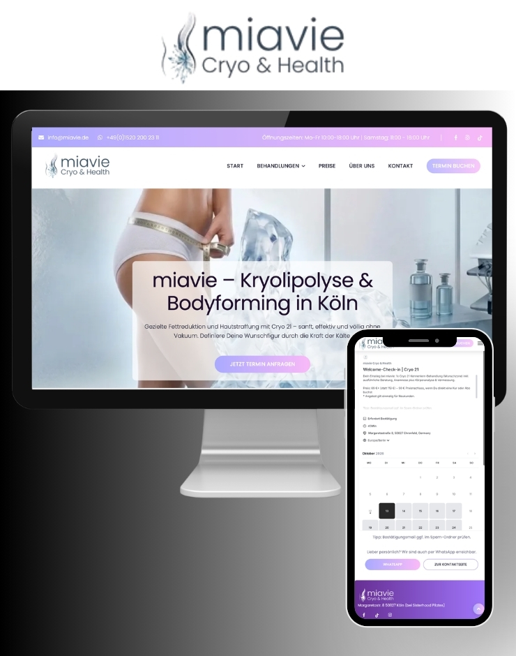MIAVIE — Webdesign, Entwicklung, SEO für Beauty-Salon